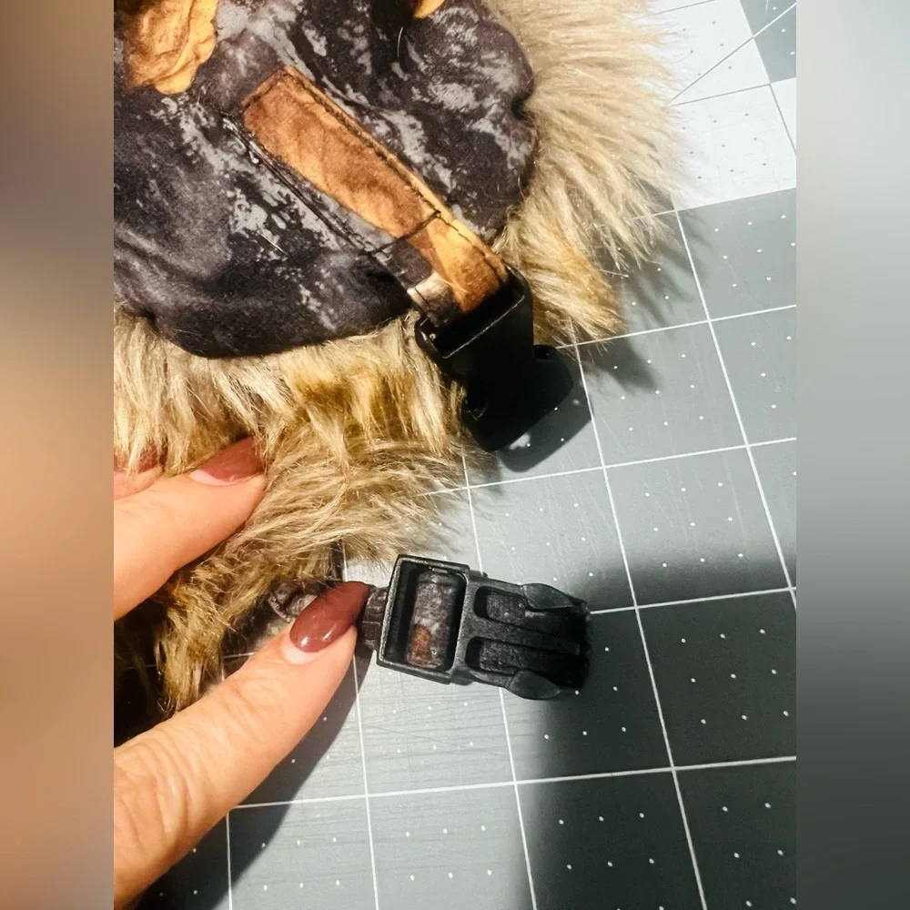 3M Thinsulate Black Camo Trapper Hat with Brown Faux Fur Trim